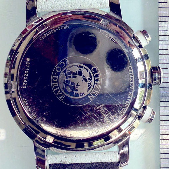 Citizen Eco Drive Watch Unisex 46mm White Chronograph H504-S085853 Date READ - Picture 4 of 9